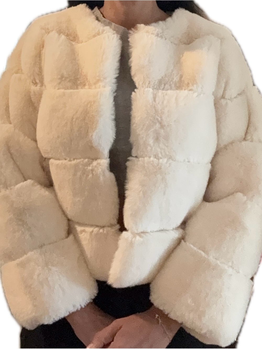 french kiss Cream Teddy Puff Faux Fur Jacket - Women's